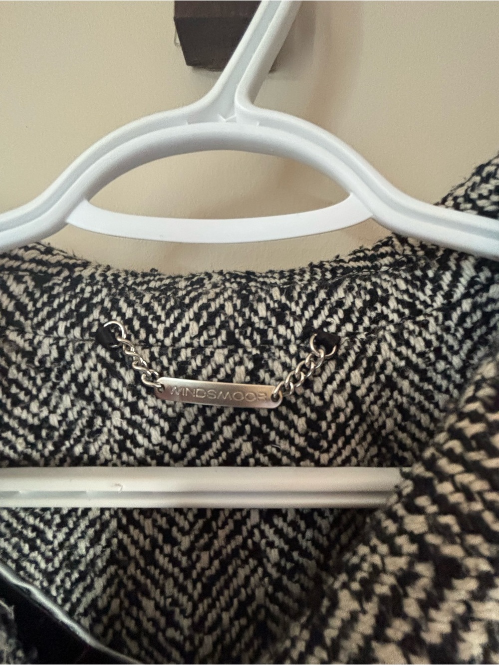 Windsmoor Black Ivory Herringbone Jacket Black Trim Size 14 - Picture 5 of 5